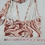 Brown Swirl Beach Boho Halter Tie Crop Short Bikini Bralette Swim Top S Small Photo 4