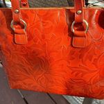 Ladies Valentina Embossed Leather Handbag Handmade in Italy Orange Photo 9