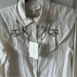 THE GREAT. Cream Button Down Shirt with Embroidery Size undefined Photo 5