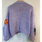 Chicwish Embroidered Floral Chunky Knit Cardigan Sweater Lilac Women's Photo 4