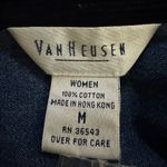 Vintage Denim Embroidered Christmas Shirt Corduroy Collar 90s pine cones medium Blue Photo 2