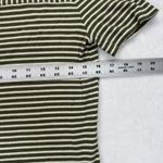 Talbots  Striped Tie-Waist T-Shirt Olive Green White Ribbed‎ Knit Top Size M Photo 1