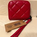 Steve Madden  BWELLY Crimson Half Zip Around Wallet  Cards Slip Red 4" X 3.5" Photo 1
