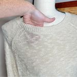 Forever 21 Keyhole Open Back Long Sleeve Sheer Knit Sweater in Cream Tan Small Photo 3