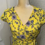 Banana Republic yellow and blue floral crepe wrap midi dress. Lined. Size 8P. Photo 7