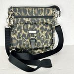 Baggallini  Leopard Pocket Crossbody Purse Attached Card Coin Pouch Nylon Travel Photo 1