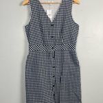 New J.CREW Size 6 Womens GINGHAM NAVY Sleeveless Lined Pockets Dress Checkered White Photo 1
