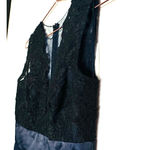 Theia Women's Blue Dramatic Lace Neck Formal Evening Deep Midnight Gown Size 4 Photo 8