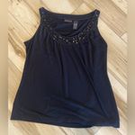 New York & Company Stretch Black Tank Top With Jeweled Neckline Size Large (151) Photo 0