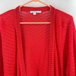 Chico's Open Cardigan Large Red Tassels Sheer Crochet Eyelet Travel Beach Casual Photo 3