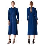 Whistles Dark Blue Eloise Textured Viscose Dress, US Size 10 / UK 14 Photo 1