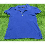 Ralph Lauren  Women's Blue Eyelet Gold Button Polo Shirt Blue Size Medium Photo 1