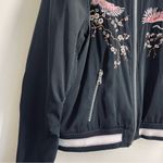 Trouve Embroidered Bomber Jacket Cranes & Cherry Blossoms Black size M Size M Photo 6