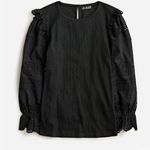 J.Crew Ruffle-trim eyelet top in vintage rib in black size medium NWT Photo 0