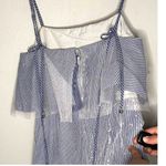 Prabal Gurung Halter Tulle Tiered Midi Maxi Dress Striped Blue Lace Overlay Sz 4 Photo 6