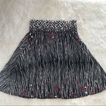 Tibi  Abstract Print Full Skirt Jersey Knit Polka Dot Stripe Black Cream Short XS Photo 2