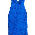 PATBO ROYAL BLUE STRETCH JACQUARD HALTER CUT OUT MIDI DRESS SZ 4 Photo 0