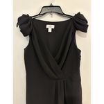 Loft EUC $98 Ann Taylor Petites Bow Shoulder V Neck Pleated Black Dress Size 4P Photo 1