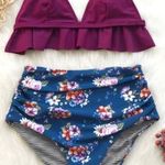 Cupshe NWT M PLUM AND FLORAL REVERSIBLE BIKINI Photo 0