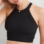 Aerie  Black Ribbed Seamless Stretchy Superchill High Neck Tank Top Photo 0