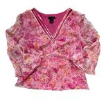 WD•NY Vintage Y2K WDNY Whimsical Mermaidcore Floral Silk Top Photo 0