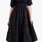 Hill House Nesli Nap Dress Short Puff Sleeve Swiss Dot Tiered Midi Black Small S Photo 0