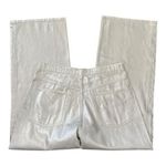 ZARA TRF Boyfriend Mid Rise Metallic Silver Wide Leg Jeans Size 14 Photo 6