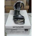 Pretty Little Thing NWT Silver Metallic Thick Strap Block Heels Sandals Womens 7 Photo 11