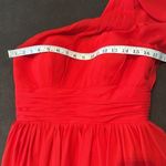 Women’s Red One Shoulder Chiffon Bridesmaid Formal Dress Corset Back Size 6 Photo 8