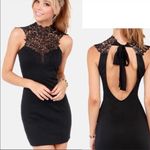 Lulus ‎ High Neck Lace Open Back Mini Dress in Black Size Large Photo 1