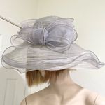 Vintage GIOVANNIO NY “Truly” Gray Wide Brim Dress Hat Derby Fascinator Hat Photo 0