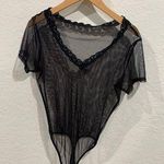 Black Mesh/Fishnet Leotard Bodysuit Size M Photo 1