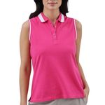 CHAPS Womens Sleeveless Polo Shirt Size XXL Pink & White New Photo 2