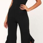 Lulus Black Strapless Ruffle Leg Jumpsuit Photo 0