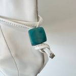 Claudia Firenze Leather Tote Bag Fish Print Turquoise Accent White Photo 7