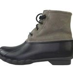 Sperry  Saltwater Women's Grey/Black Leather Lace Up Ankle Rain Duck Boots Size 9 Photo 0
