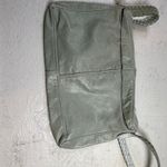 Gray Leather Shoulder Bag – Braided Strap Silver Ring Accent Medium Photo 2