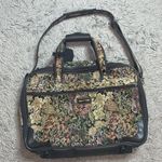Vintage Suitcase Floral Tapestry Overnight Shoulder Bag Weekender Gray Photo 1