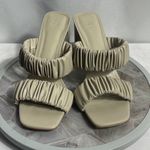 H&M  Ruched Cream Block Heel Mules Women’s US 8.5 EU 40 Square Toe Slip On Photo 1