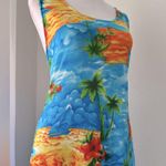 Vintage Y2K Tropical Hawaiian Print Lightweight Scoop Neck Sleeveless Maxi Dress Blue Size XS Photo 1