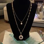 paper clip style, gold toned 2 strand necklace Photo 0