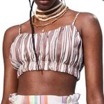 Lemlem  + H&M Women's Linen Blend Stripe Elastic Hem Adjustable Strap Crop Top XS Photo 0