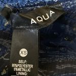 AQUA Blue Floral Smocked Mock Neck Short Flutter Sleeve Mini Blouson Dress Sz XS Photo 2