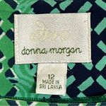 Donna Morgan  Mini Shift Dress 12 Green Geometric Boat Neck Short Sleeve Stretch Photo 2