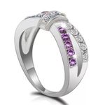Amethyst Purple Criss Cross Silver Ring Photo 1
