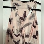 Rock & Republic Feather Print Blush Pink Draped Racerback Tank Top - Size Medium Photo 2
