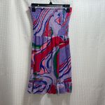 Juicy Couture Strapless Smocked Mini Dress Multicolor Abstract Print Size M Photo 2