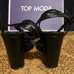 Top Moda Quilted Black Strappy Chunky Heels  Size 8 1/2 Photo 2