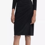 Ralph Lauren Lauren  Rushed Jersey Dress 6 Black Stretch V-neck 3/4 Sleeve 1903 Photo 0