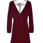 Lulus NWT  Love You So Long Sleeve Openback Maxi Dress VNeck SideSlit S Burgundy Photo 6
